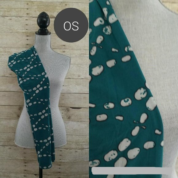 NWT OS One Size LuLaRoe Legging - Green and Teal Print 2 - Picture 1 of 1